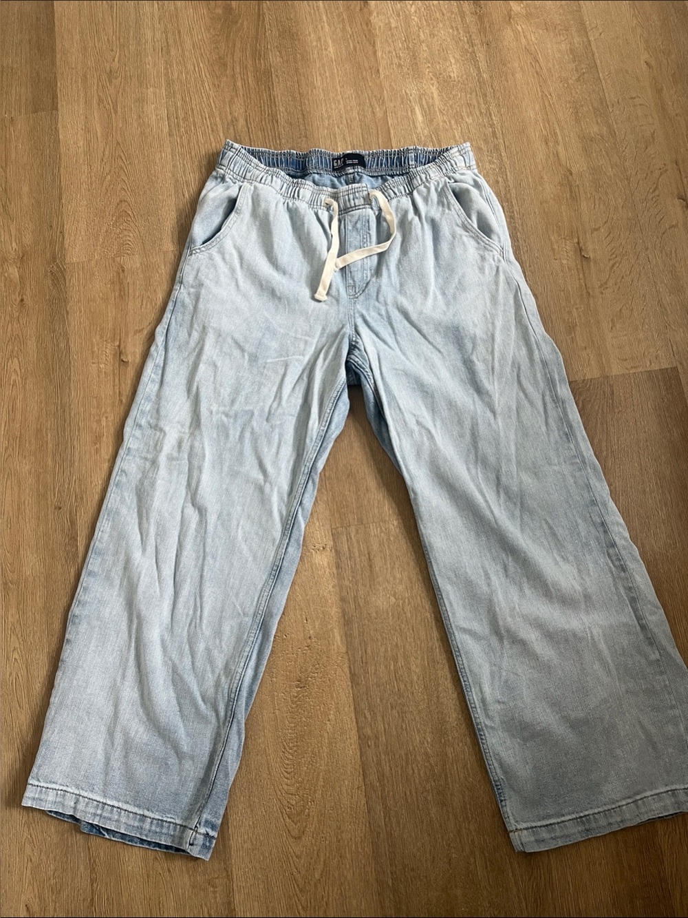 GAP Light Blue Wide-Leg Drawstring Jeans